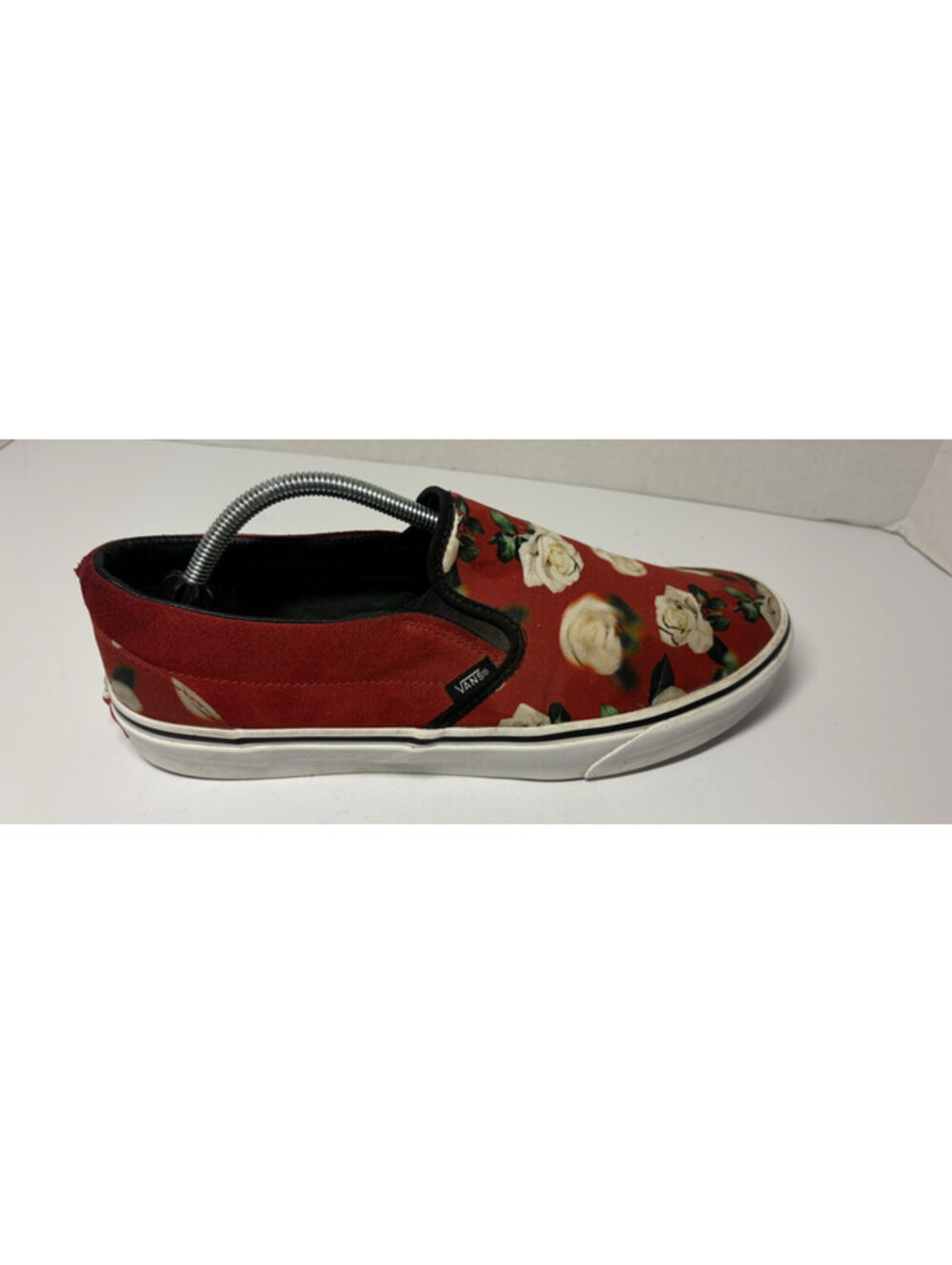 Vans Classic Slip-On Romantic Floral Chili Pepper SIZE 11 RED Floral Suede Heel